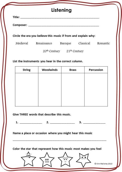 Music Listening 18 Pages Of Activities And Worksheets Caters To A