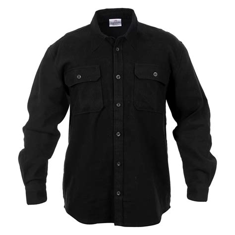 Rothco 4638 Black 3xl Mens 3x Large Black Solid Flannel Long Sleeve