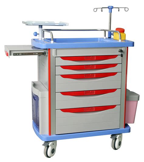 Hospital Emergency Trolley Luxurious Abs Plastic Drawer Cart With