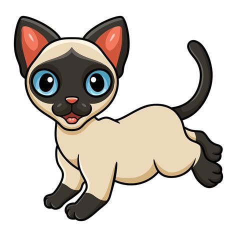 Cute Siamese Cat Cartoon Walking 16352130 Vector Art At Vecteezy