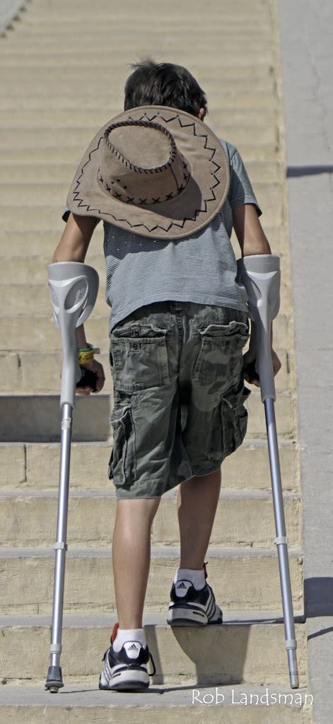 Boy On Crutches This Boy On Crutches Is Climbing The Steps Flickr