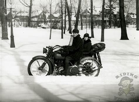 Harleys In The Snow ~ Riding Vintage