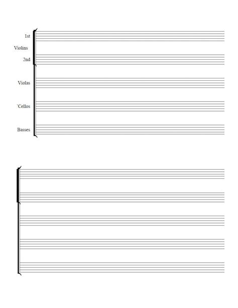 A4 Printable Music Blank Sheet For String Orchestra Etsy