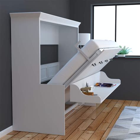 Adonis Horizontal Murphy Bed With Desk Combo White Sleepworks