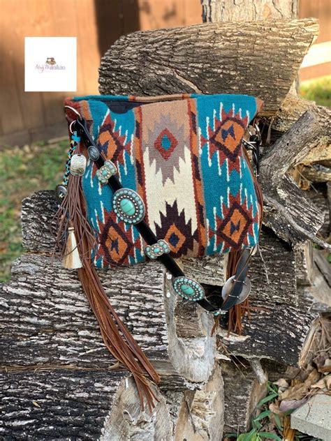 Tan And Turquoise Saddle Blanket Bag Navajo Blanket Saddle Etsy