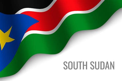 ondeando la bandera de la cinta de sudán del sur vector premium