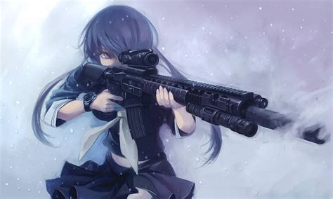Pelo Corto Anime Chicas Anime Rifle De Francotirador Pistola Koh Fondo De Pantalla HD