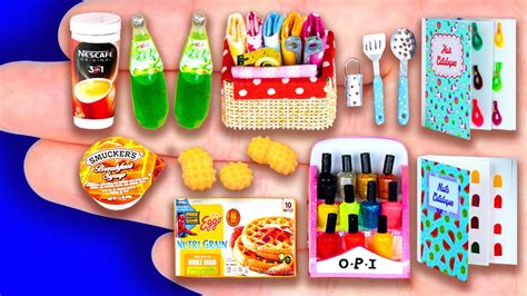 24 Diy Miniature Foods And Crafts For Dollhouse Barbie Youtube