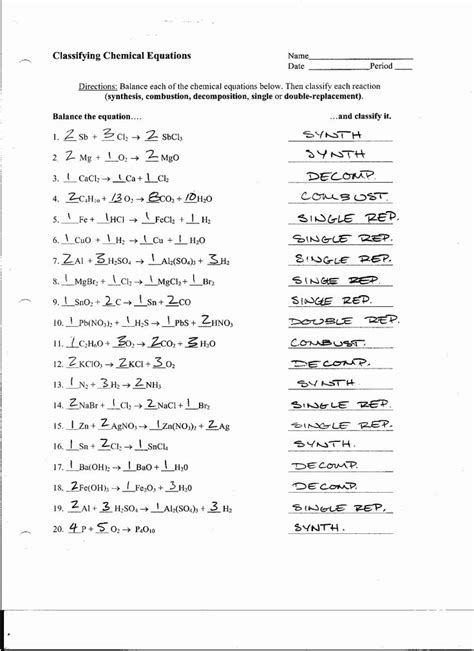 50 Classifying Chemical Reactions Worksheet Answers in 2020 | Chemical ...