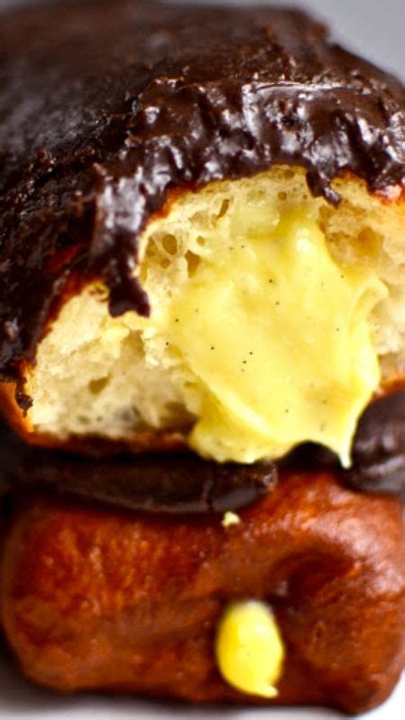 Custard Filled Long John Doughnuts With Dark Chocolate Frosting Recipe