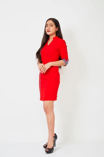 Premium Photo Beautiful Young Woman Wearing A Red Dress