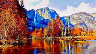 Autumn Yosemite Trees Park National Mountain Mountains