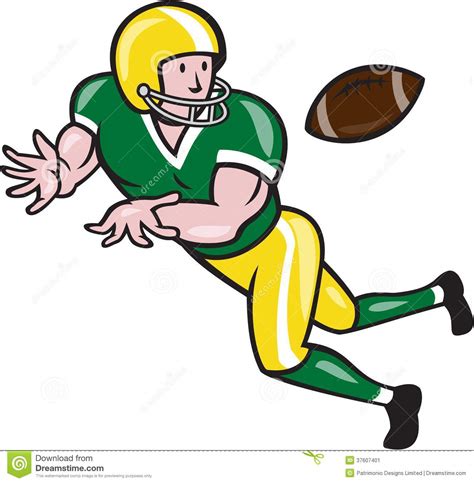 American Football Wide Receiver Catch Ball Cartoon Stock ...