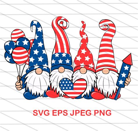 4th Of July Gnomes Svg Png Eps Independence Day Patriotic Etsy