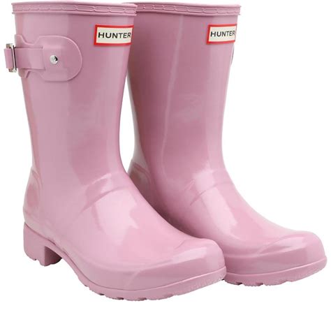 Buy Hunter Original Womens Tour Short Gloss Wellington Boots Pink