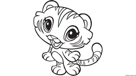 Coloriage Kawaii Animaux Tigre à Imprimer Gratuit