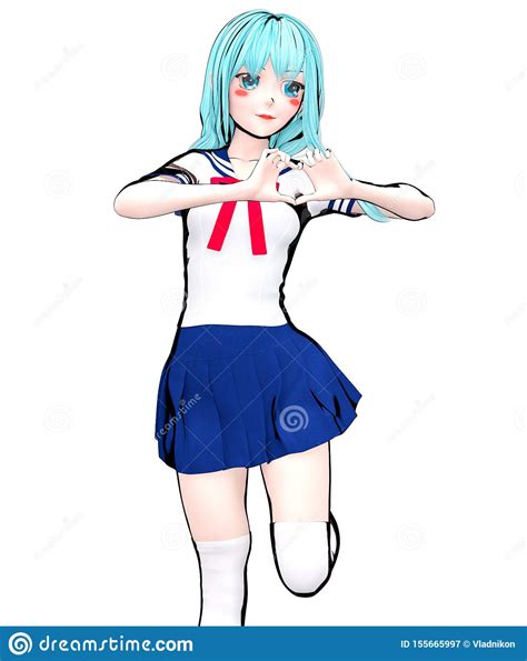 3d Japanese Anime Schoolgirl Stock Illustration Illustration Of Comic Female 155665997