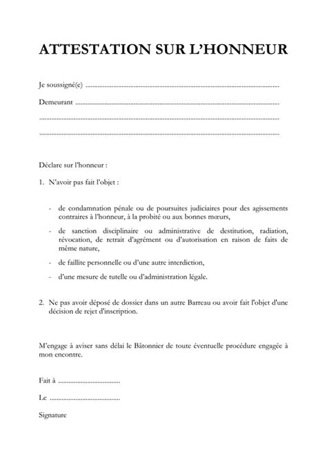Exemple De Fin Domission Attestation Sur Lhonneur Doc Pdf Page 1