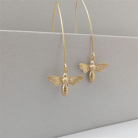 Gold Bee Earrings Ladies Jewellery Evy Designs Uk