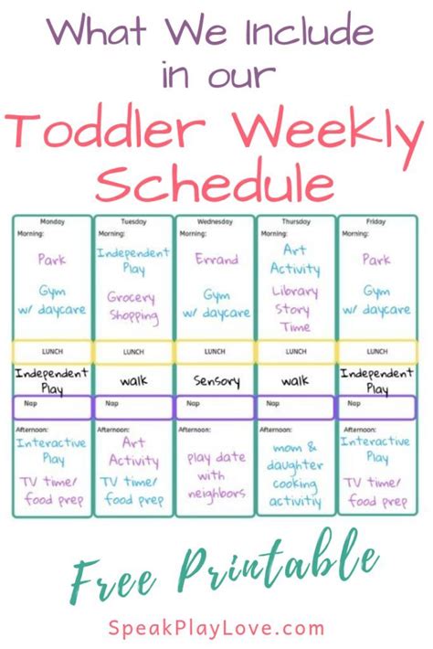 Heres Our Toddler Weekly Schedule Free Printable Schedule Toddler