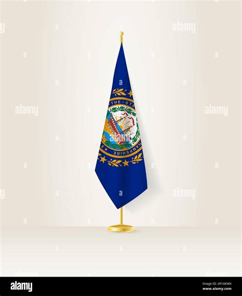 New Hampshire Flag On A Flag Stand Vector Illustration Stock Vector