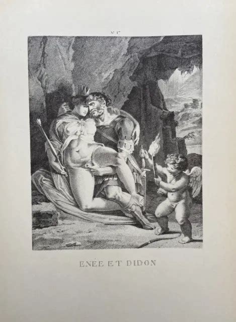 Carracci Graphics Vintage Antique Print Nude Erotic Art Dido And Aeneas