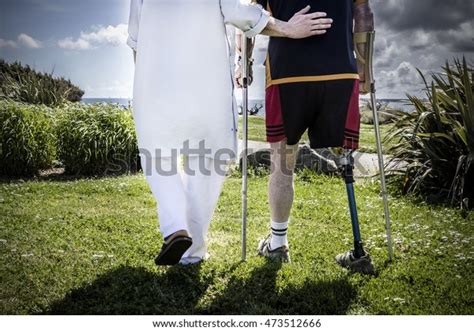 Male Patient Amputee Wearing Prosthetic Leg Stock Photo Edit Now