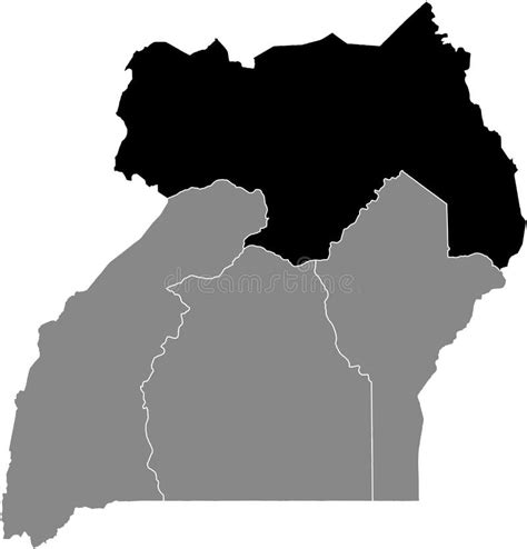 Location Map Of The Northern Region Of Uganda Stock Vector