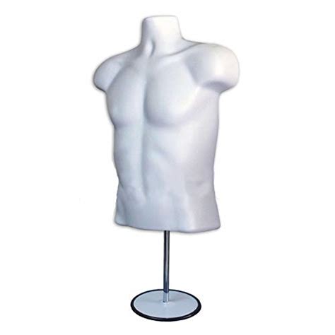 2 Pack Male Mannequin Torso With Stand Dress Form Tshirt Display Countertop Hollow Back Body