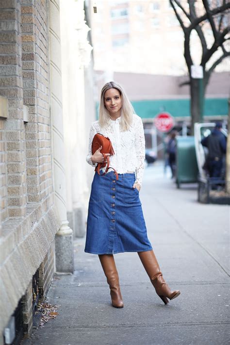 70s Inspired Denim Thefashionguitar A Line Skirt Outfits A Line Denim Skirt Winter Skirt