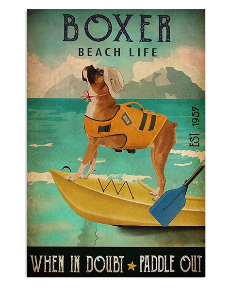 Boxer Beach Life Brindle Boxador Puppies Lover Poster Teeuni