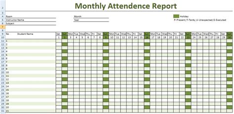 Glory Yearly Attendance Sheet Office Format