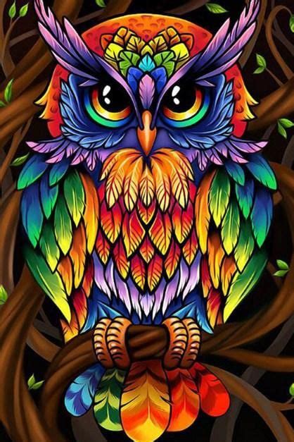 Colorful Owl Diy Painting Kit In 2020 Owl Artwork Owl Painting Owls