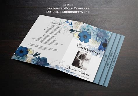 Funeral Program Template 8 Pages Graduated Fold Funeral Etsy