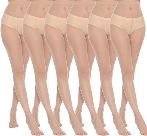 MANZI 6 Pairs 20D Women S Sheer Tights Ultra Thin High Waist Pantyhose