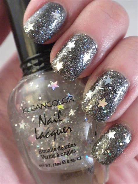 Kleancolor Silver Star Nailart Sparkle Nails Silver Nail Designs