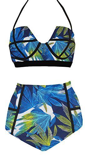 La Plage Womens High Waist Floral Padded Bra Swimwear Si Plus