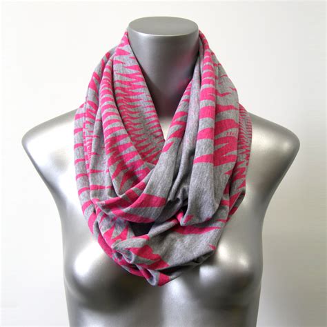 Neon Pink Scarf Gray Spring Scarf Womens Mens Infinity Scarves On Luulla