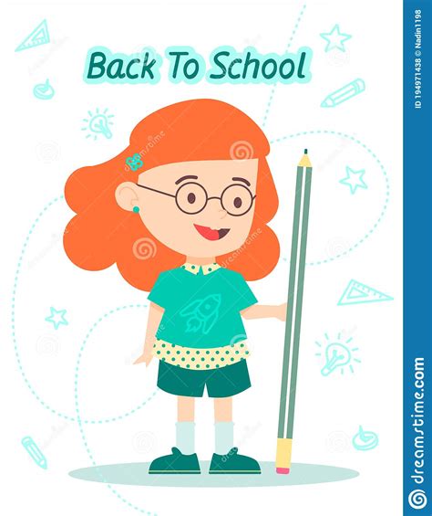 Pupil Holding A Pencil Back To School Vector Illustration Stock Vector