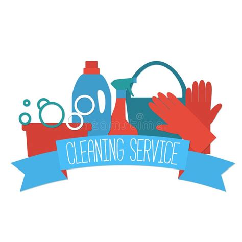 Logotipo Plano Del Diseño Para El Servicio De Limpieza Ilustración Del