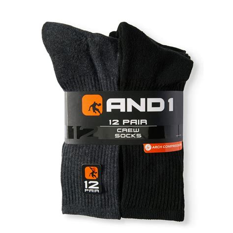 And1 Mens Value Pack Crew Socks 12 Pack