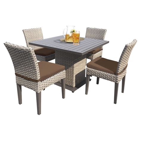 Tk Classics Florence All Weather Wicker 5 Piece Patio Dining Table Set