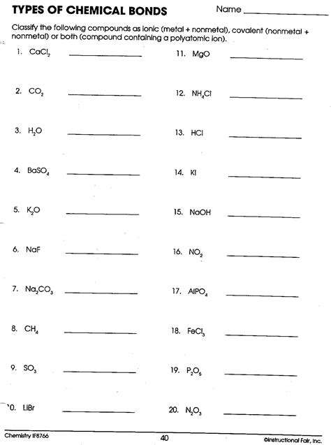 New Identifying Ionic And Covalent Bonds Worksheet