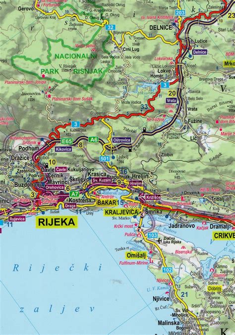 Atrakcje turystyczne w chorwacji na mapie. Chorwacja i Czarnogóra Mapa wybrzeża laminowana mapa ...