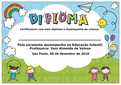 Ejemplo De Certificado De Diploma De Escuela Infantil