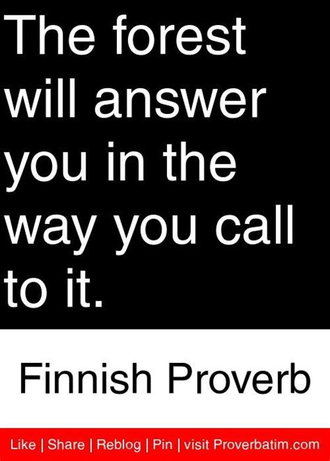 The Forest Will Answer You Finnish Proverb Proverbatim