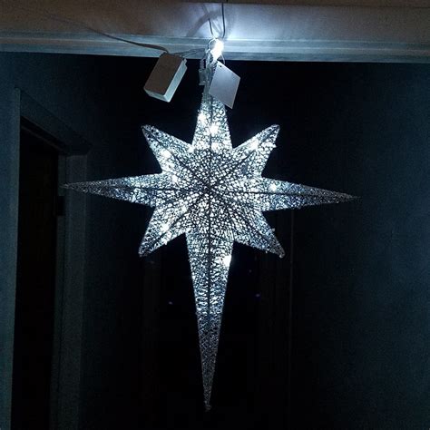 Led Lighted Christmes Moravian Star Silver 24 Outdoor Christmas
