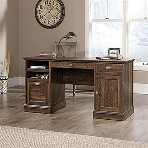 Additional features of this spacious and versatile office desk include SAUDER Barrister Iron Oak Executive Desk-422706 - The Home ...