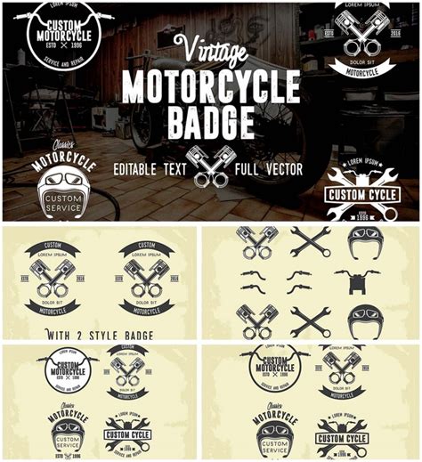 Retro Motorcycle Badges Collection Free Download