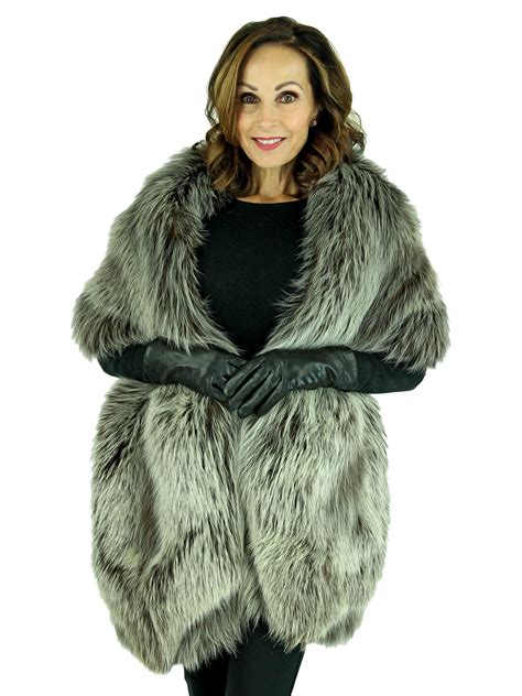 natural silver fox fur stole women s fur stole large estate furs